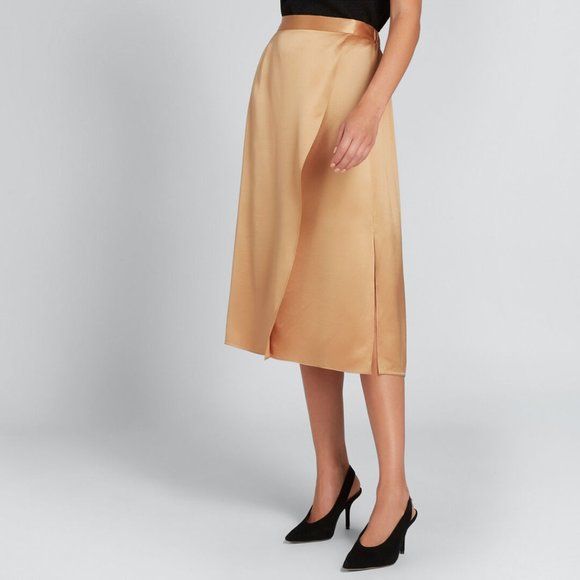 SEED HERITAGE Gold Satin Wrap Midi Skirt NWT RRP$129 - Picture 2 of 11